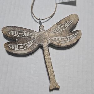 Farmhouse Wooden Dragonfly Ornament Deco NEW